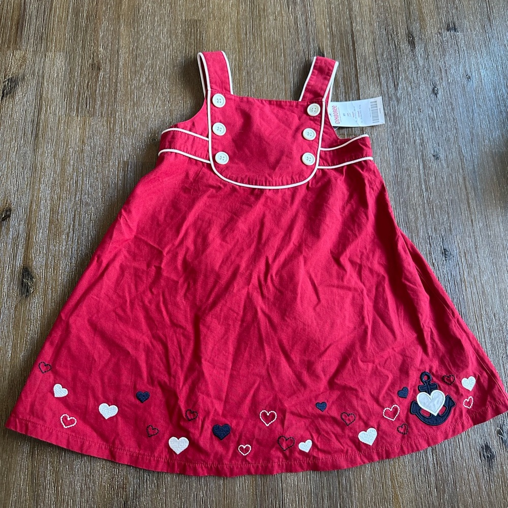 NWT Gymboree Red Heart Embroidered Kids Toddler Dress size 3T